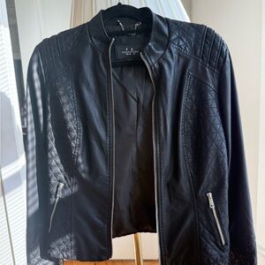 LA Collection Black Faux Leather Jacket for Women